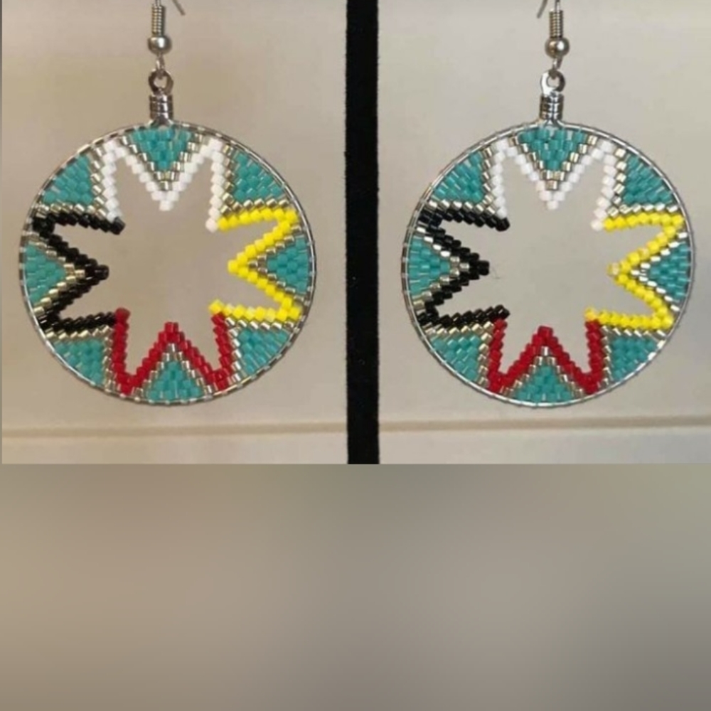 Flat beaded earrings
